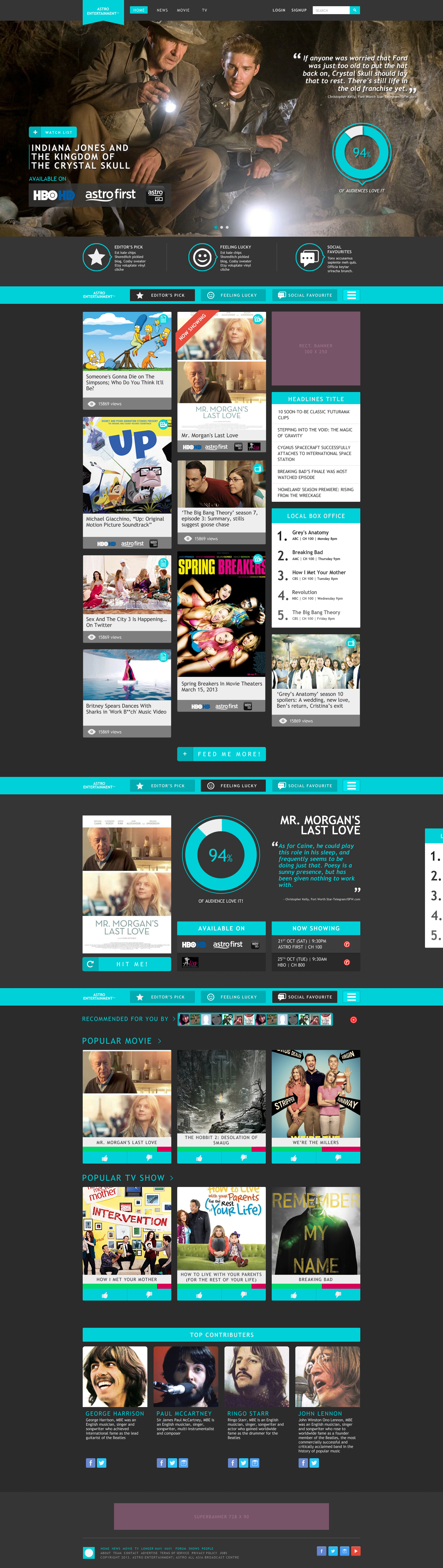 Astro Entertainment++ Website Mocks