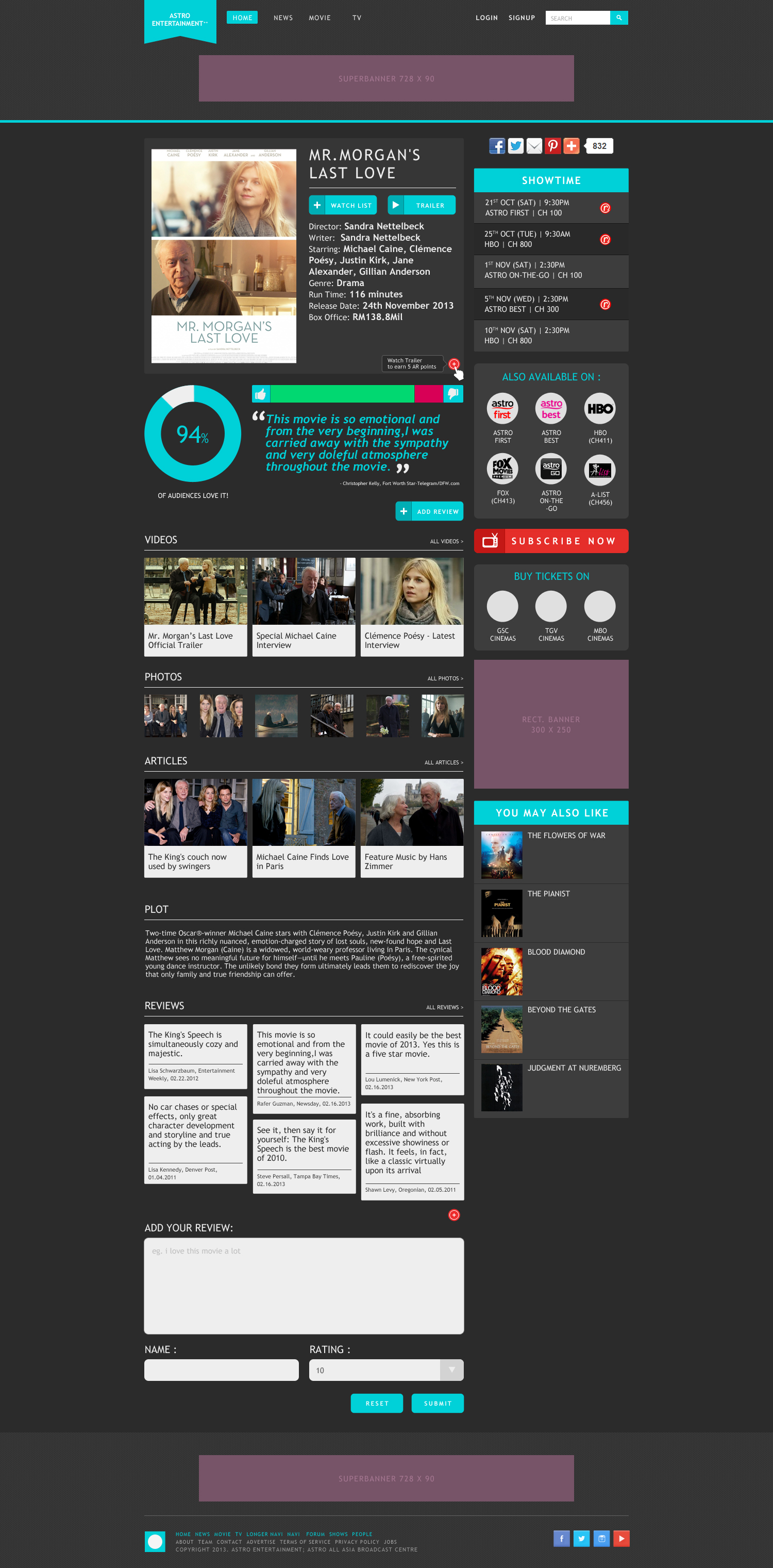 Astro Entertainment++ Website Mocks